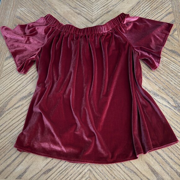 Chelsea & Theodore Women's Large Red Velvet Swing Top - Picture 3 of 11